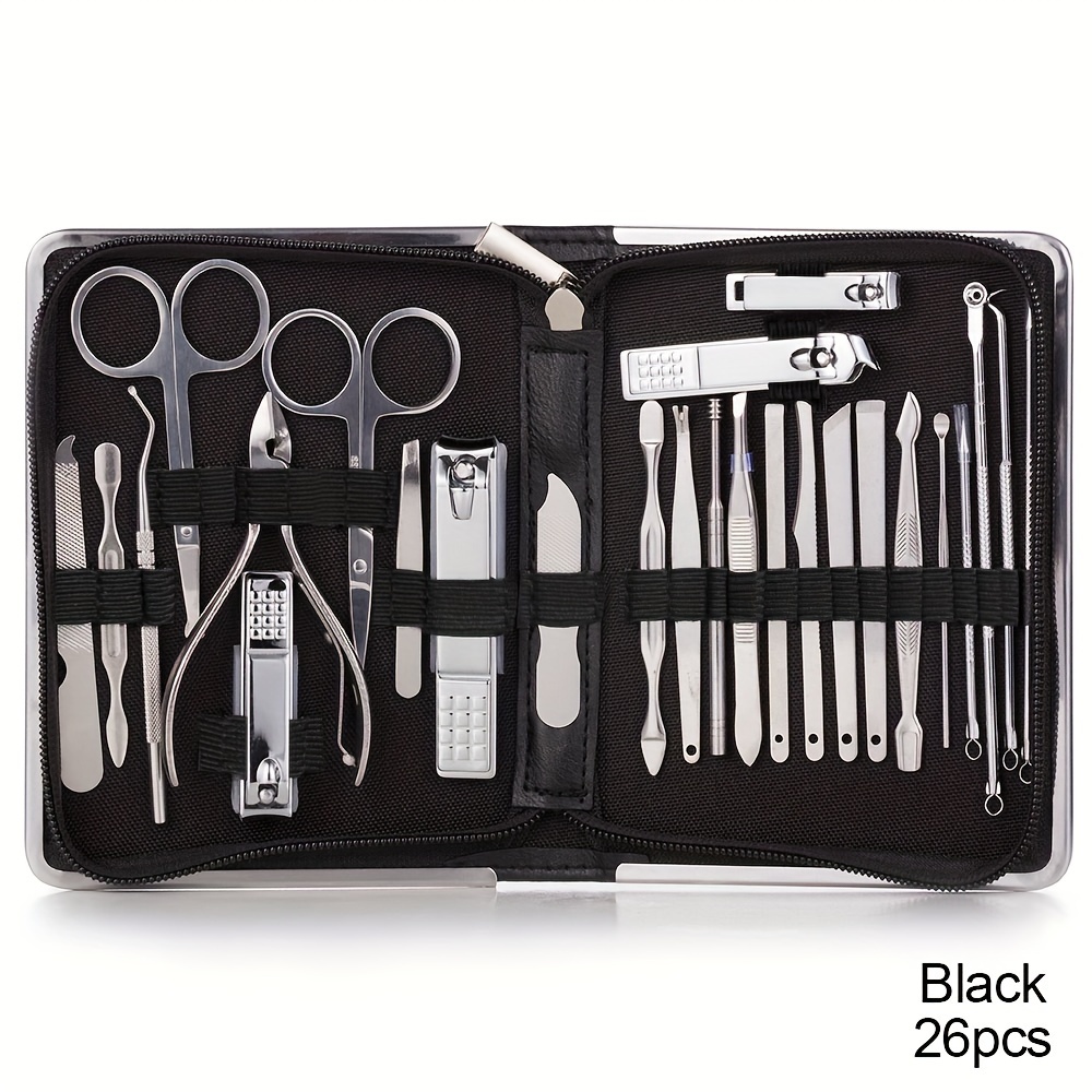 Nail Clippers, Pedicure Kit 26 in 1 Manicure Set, Professional Nail Kit for  Pedicure & Manicure, Pedicure Tools with Toenail Clippers and Fingernail  Clippers, Black 