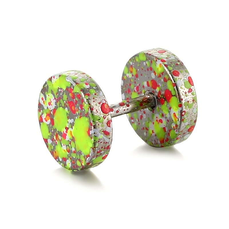Colorful Painted Barbell Stud Earrings
