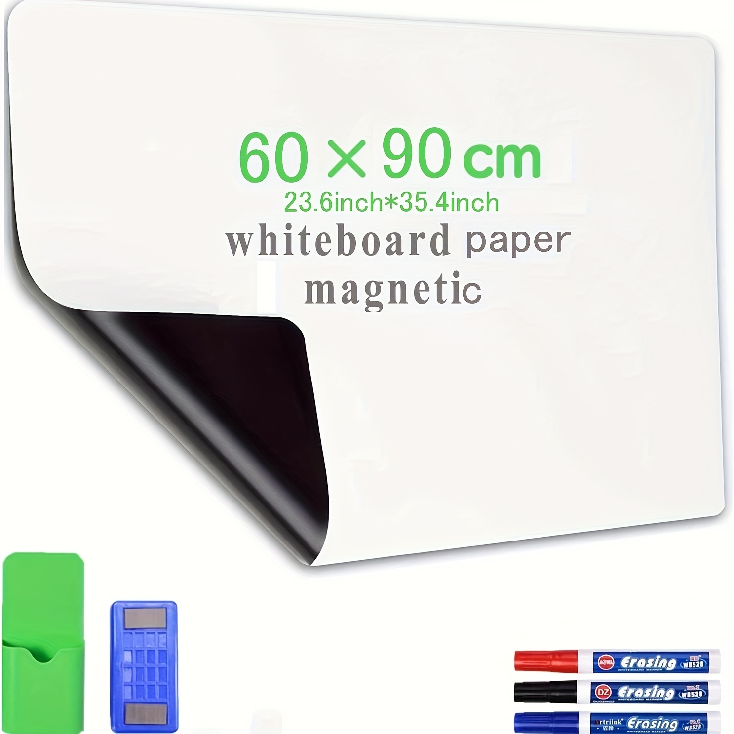 Tableau blanc magnétique effaçable à sec pour Murs 60x90 cm avec