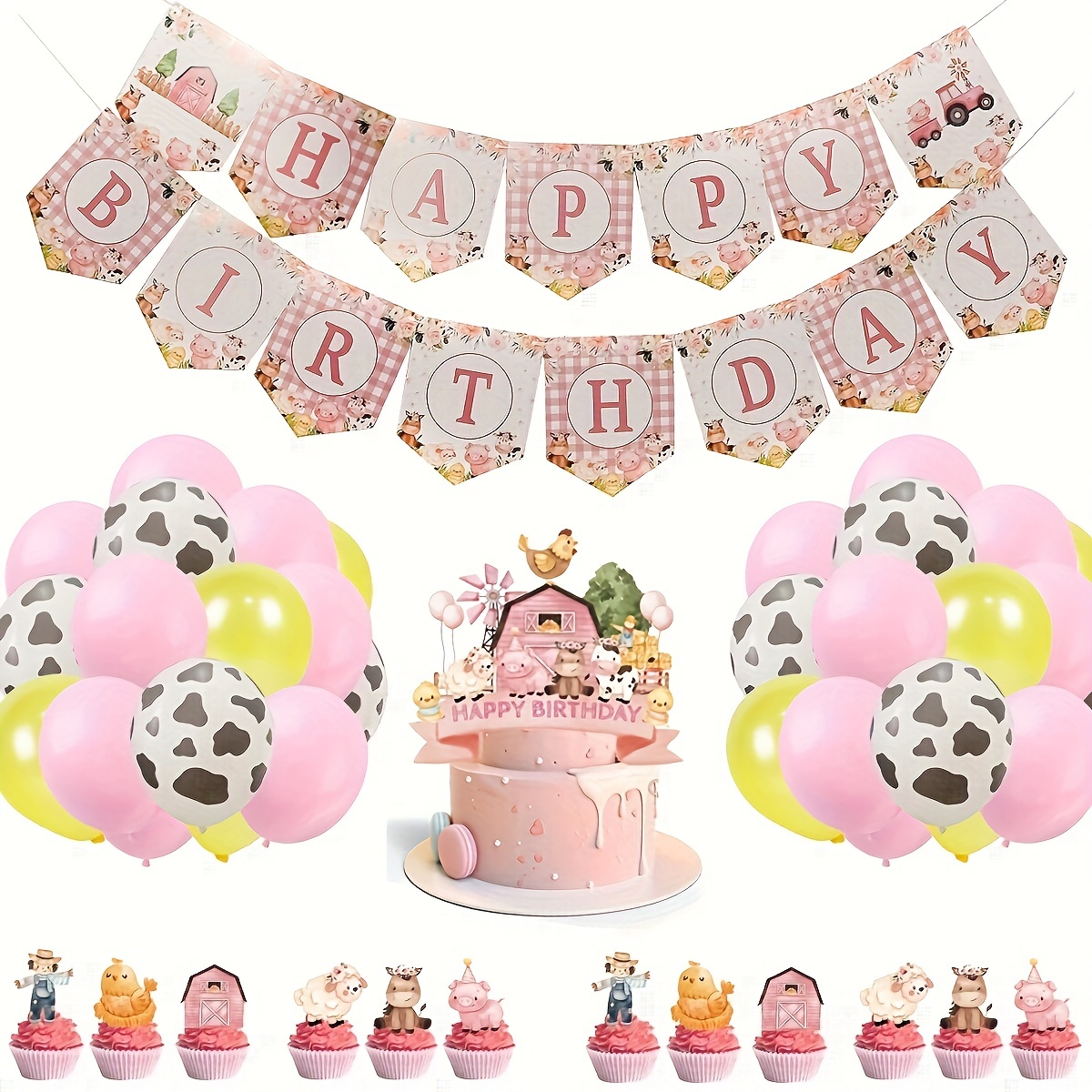 Palloncini Alluminio Animali Fattoria, Kit Palloncini Compleanno 3 Anni,  decorazioni festa compleanno 3 anni, Addobbi Compleanno 3 Anni, Decorazioni