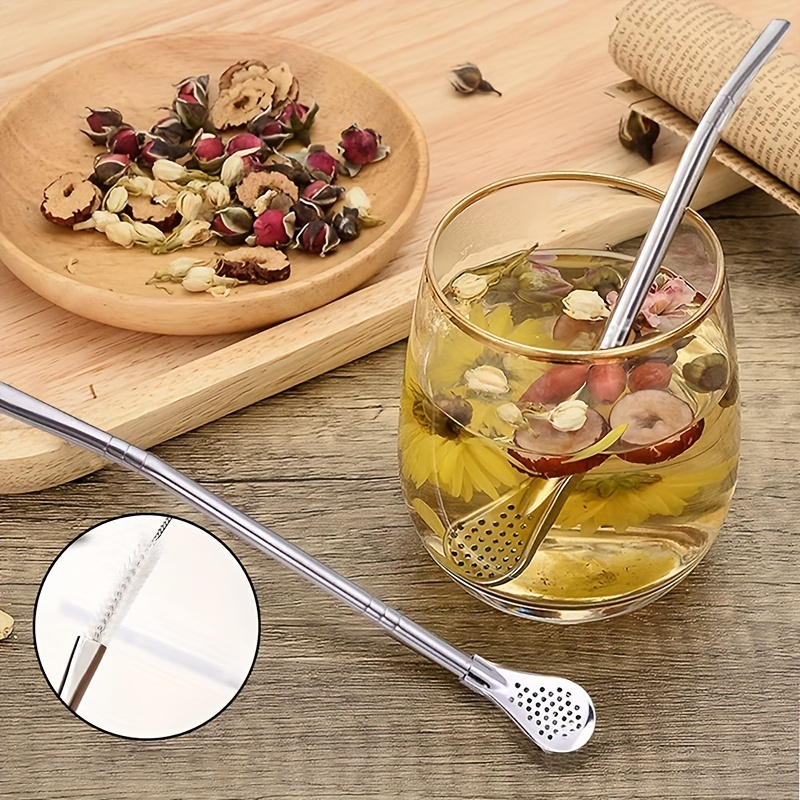 Spoon Straws 7 Pcs Reusable Cocktail Spoon Metal Stirrers 2 in 1