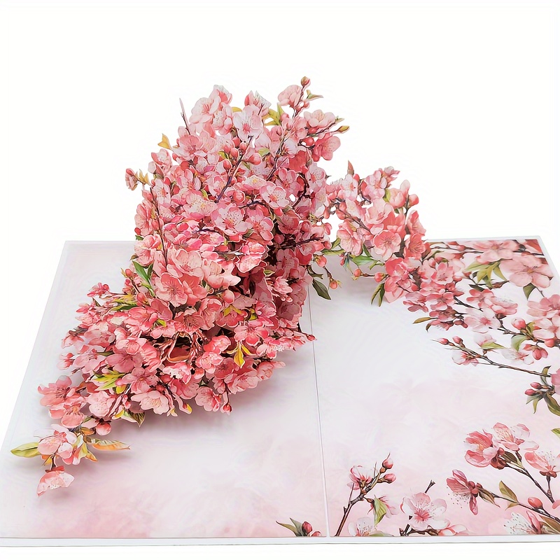 

1pc Blossom Pop Up Greeting Card, Christmas/birthday/thanks Card, Paper Carving Popup Greeting Card Mother's Day Gift