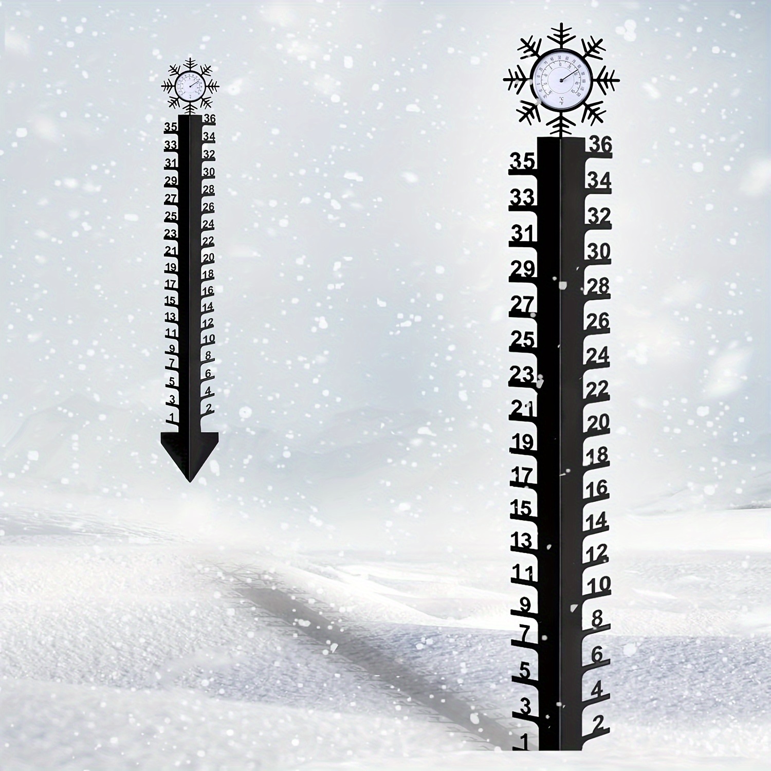 36 Inch Snow Gauge Metal Yard Snowflake Deer Snowman Skiing