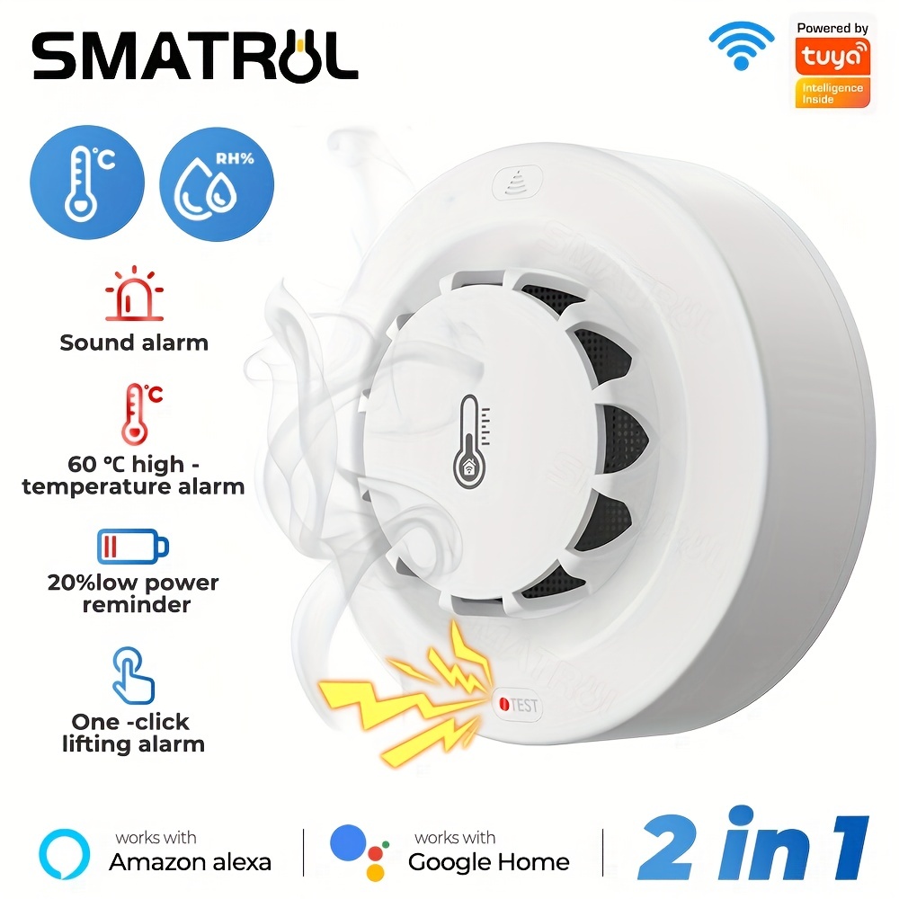 Tuya Smoke Detector Smokehouse Combination Fire Alarm Home Security System  Firefighters WIFI Smoke Alarm Fire Protection