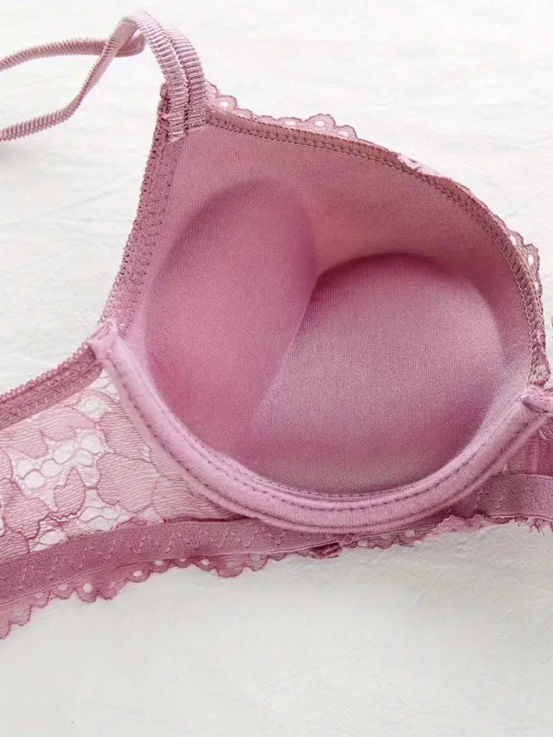 Pink Spandex Woman Pushup Padded Designer Bra Thong Panty Lingerie