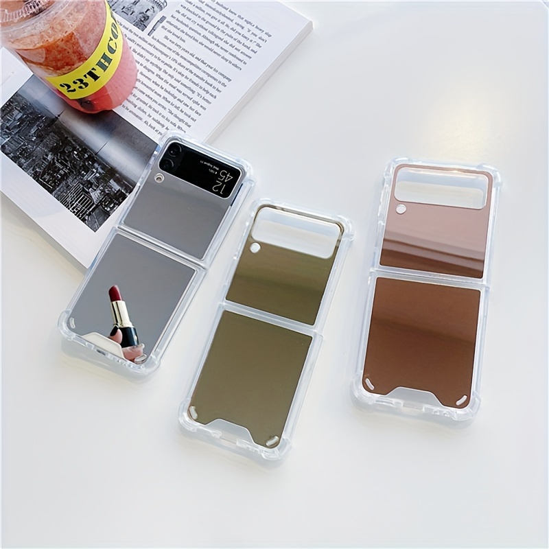 

Cute Mirror Back Phone Case For Z Flip 3 4 5 Case Luxury 4 Corner Shockproof For Galaxy Z Flip 4 3 5 Z3 Z4 Flip4 Flip3 Cover