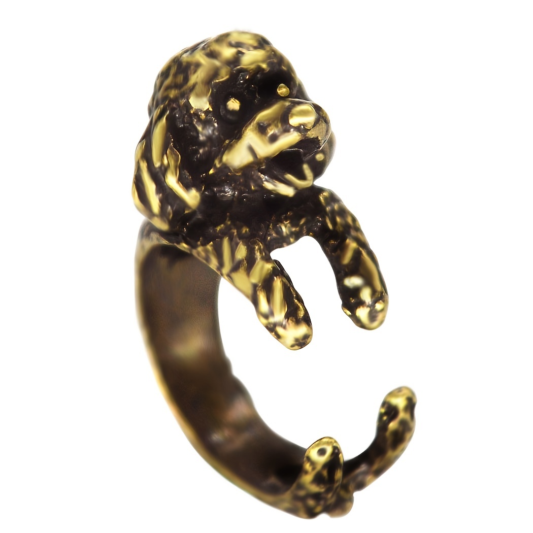 Pet Gift Boho Poodle Dog Animal Rings, Adjustable Statement