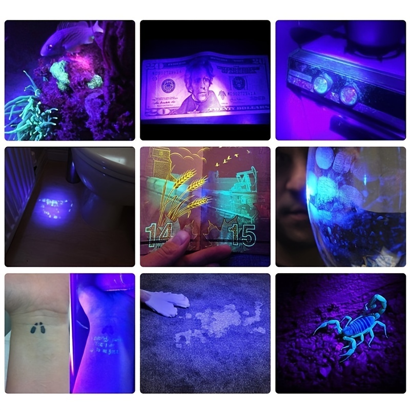 TNATRA 365nm & 395nm Ultraviolet Flashlight Blacklight,2 in 1 LED UV  Flashlight for Resin Curing,Rocks & Minerals Hunting,Leak Detector, 3 AAA