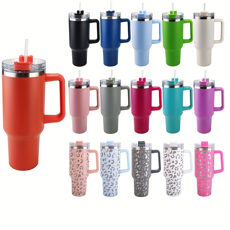 Portable Car Tumbler With Handle And Straw 304 Stainless - Temu