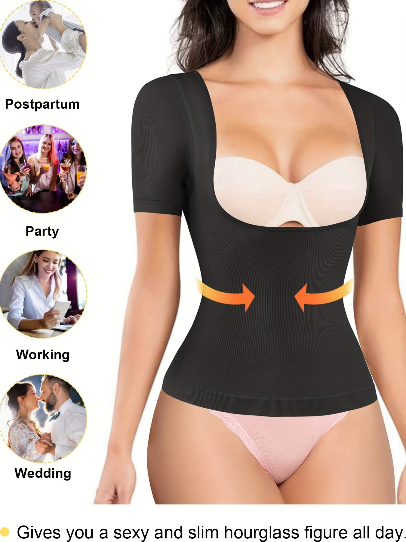  Womens Short Sleeve Waist Trainer Bodysuit Slim Full