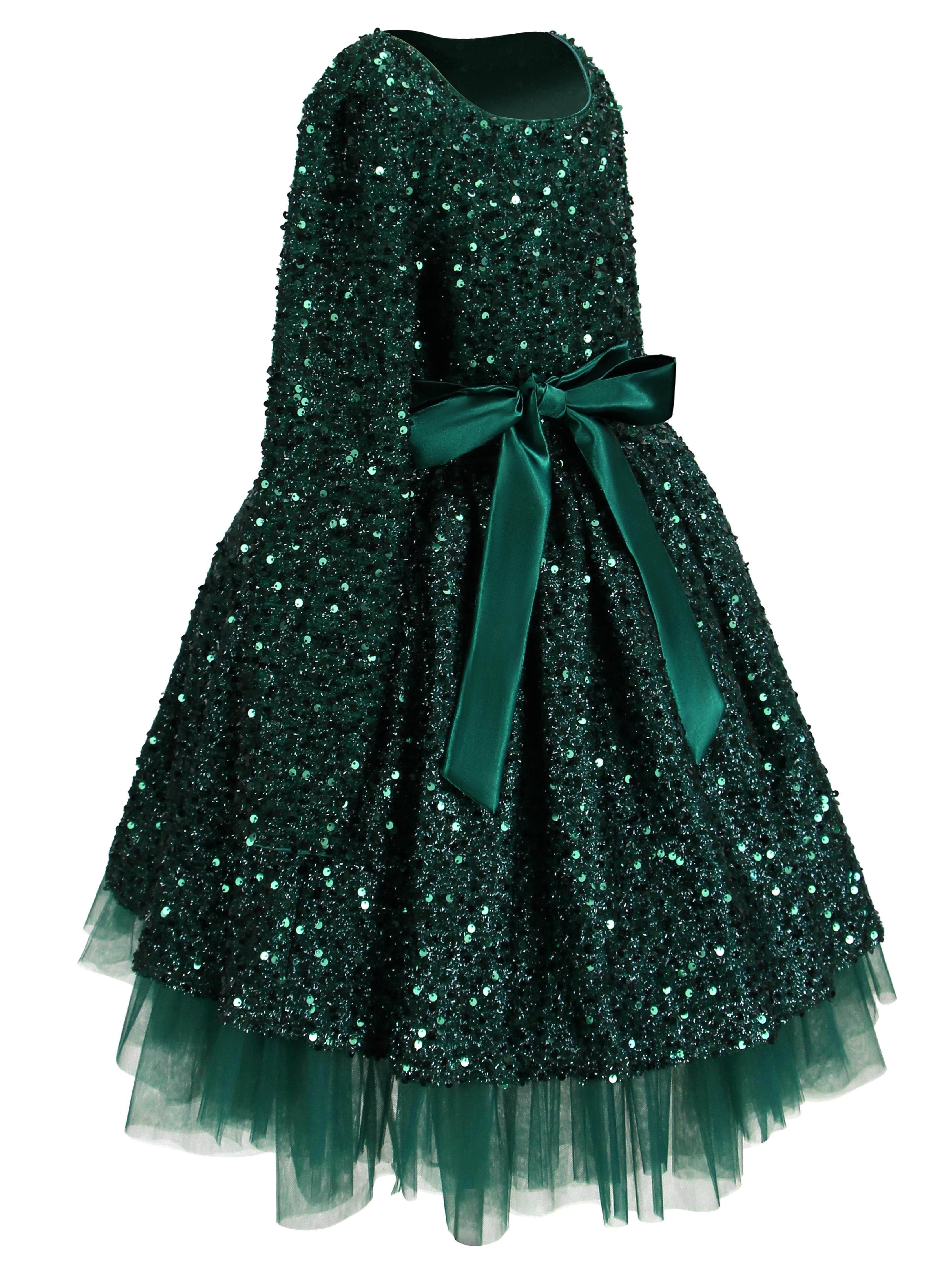 white christmas dresses Sparkling Reindeer Sequin Long Sleeve Tutu Dress main image 0