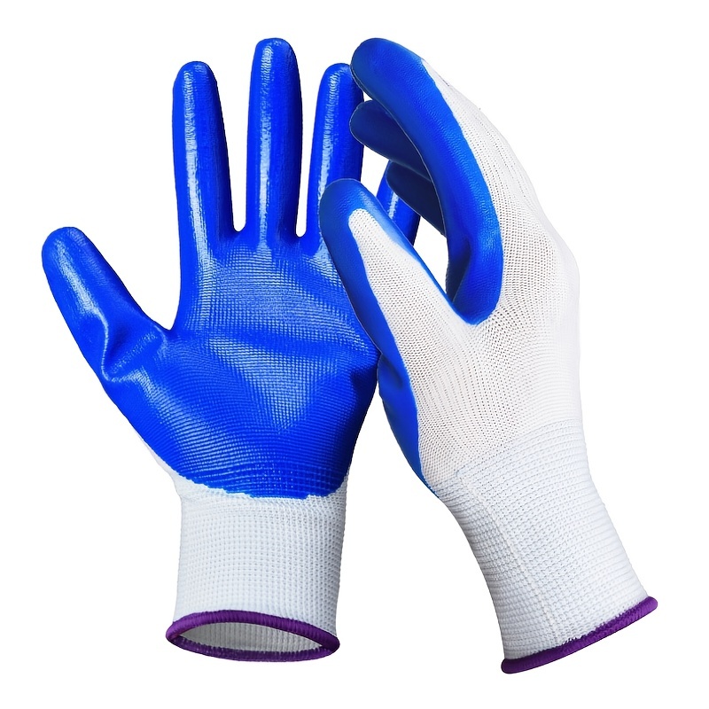 Cheap 3-Pairs Nitrile Impregnated Work Gloves Safety Gloves for Gardening  Maintenance Warehouse for Men