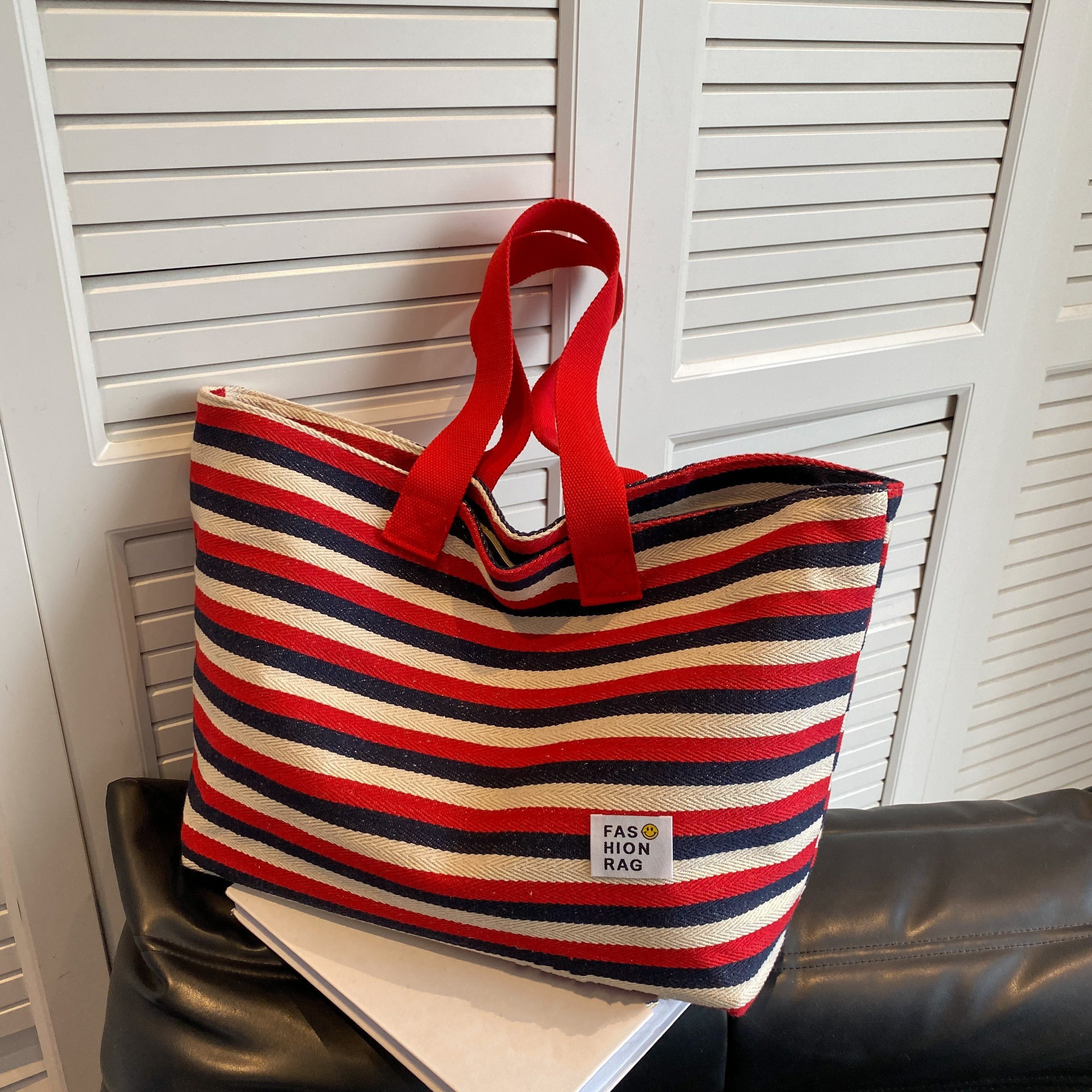 1pc men's Tote Bag Striped Canvas Casual Handbags for men 2023