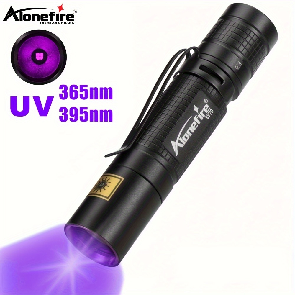 PROFORUS Linternas UV recargables, linterna ultravioleta de 365 nm y 395  nm, doble fuente de luz UV, linterna de luz negra, antorcha 2 en 1 con zoom