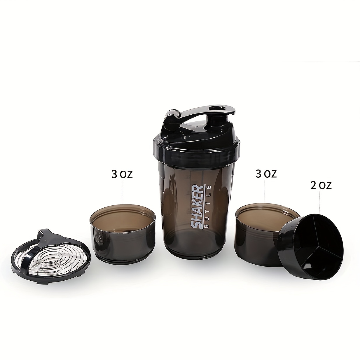 3 Layers Sport Protein Shaker Bottles 450ML Mixing Ball Shaker Cup