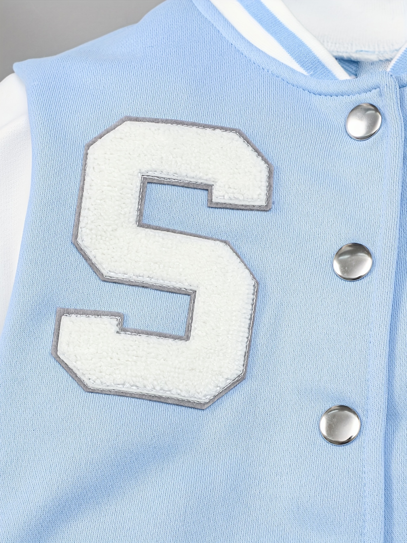 Boys Casual Block Letter Print Long Sleeve Button Down Baseball Jacket
