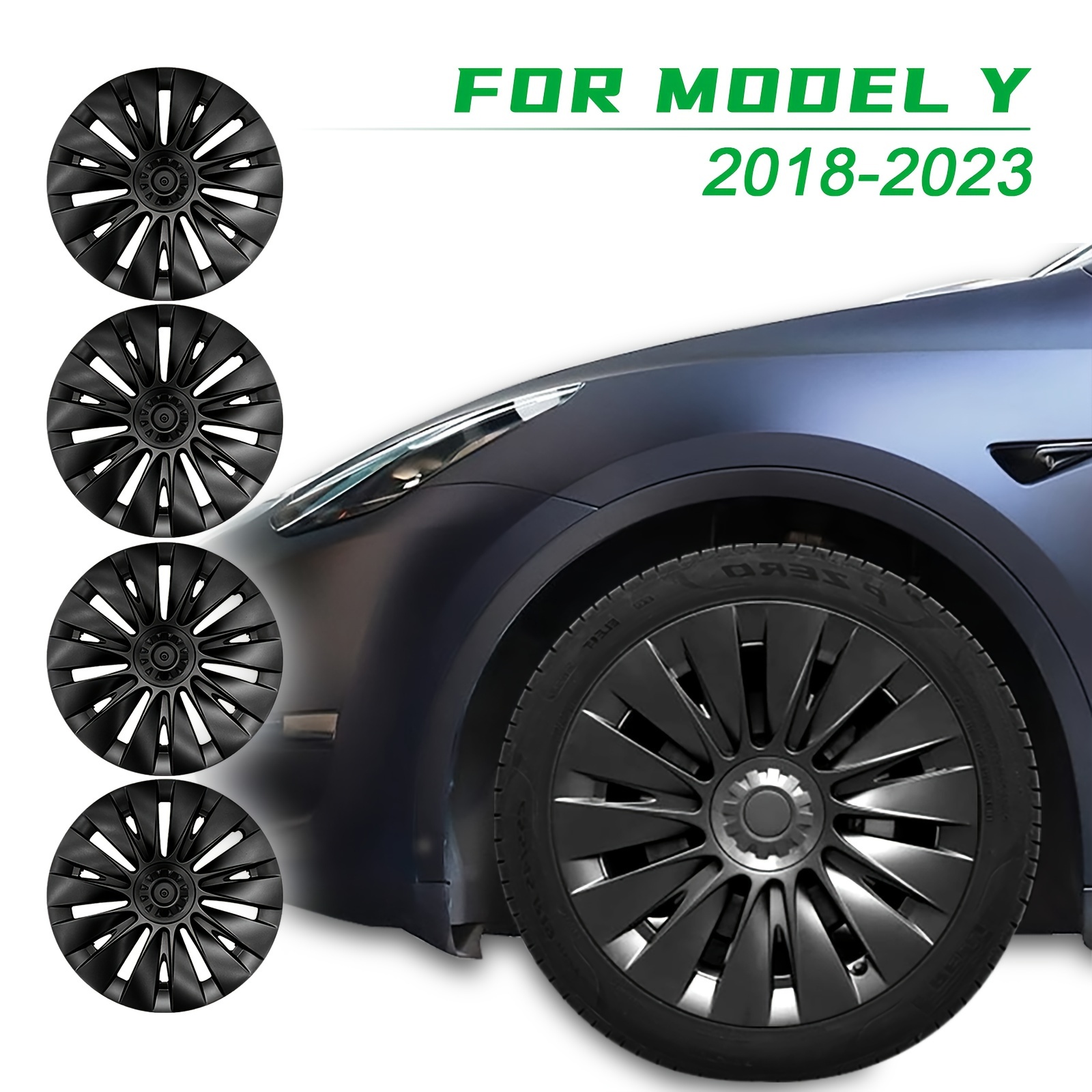 Enjoliveurs de Roue de 19 Pouces Compatibles avec les Jantes Tesla Model Y  2020-2023, 4 Enjoliveurs de Roue de Rechange, Protecteur de Jante