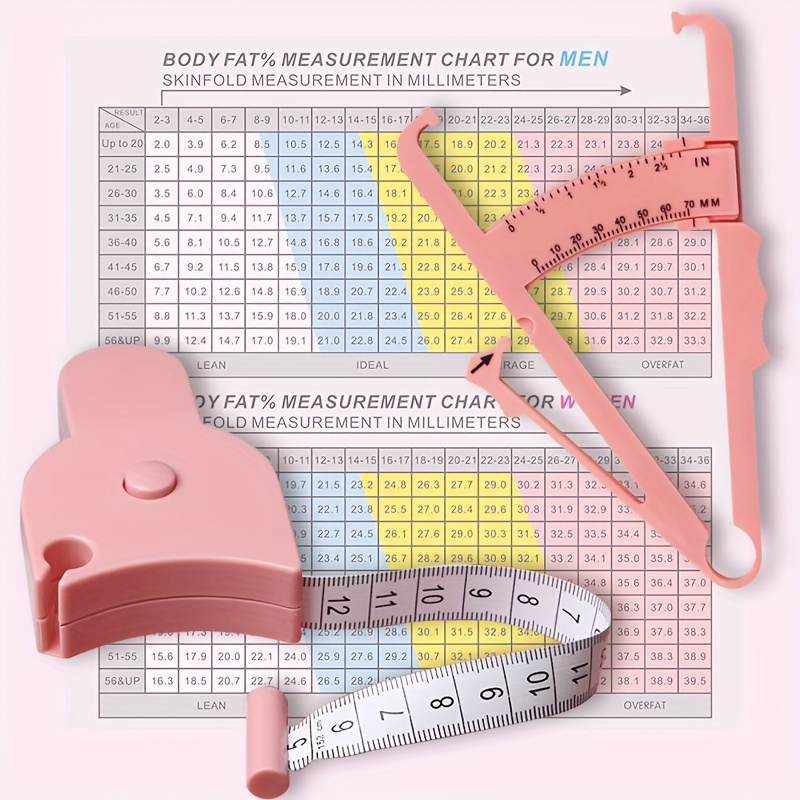2 Pcs Body Fat Caliper Handheld Skinfold Calipers for Body Fat Measurement  Measures Body Fat for Men and Women BMI Measurement Tool with Bicep Tape