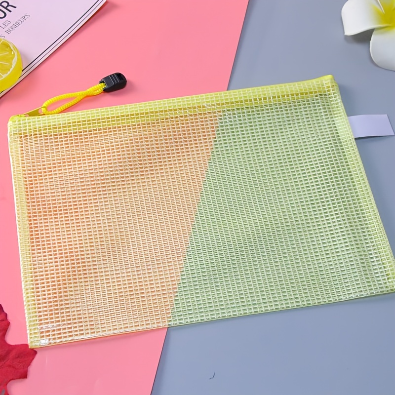Waterproof Transparent Zipper Bag A4 A5 Mesh Stationery Bag