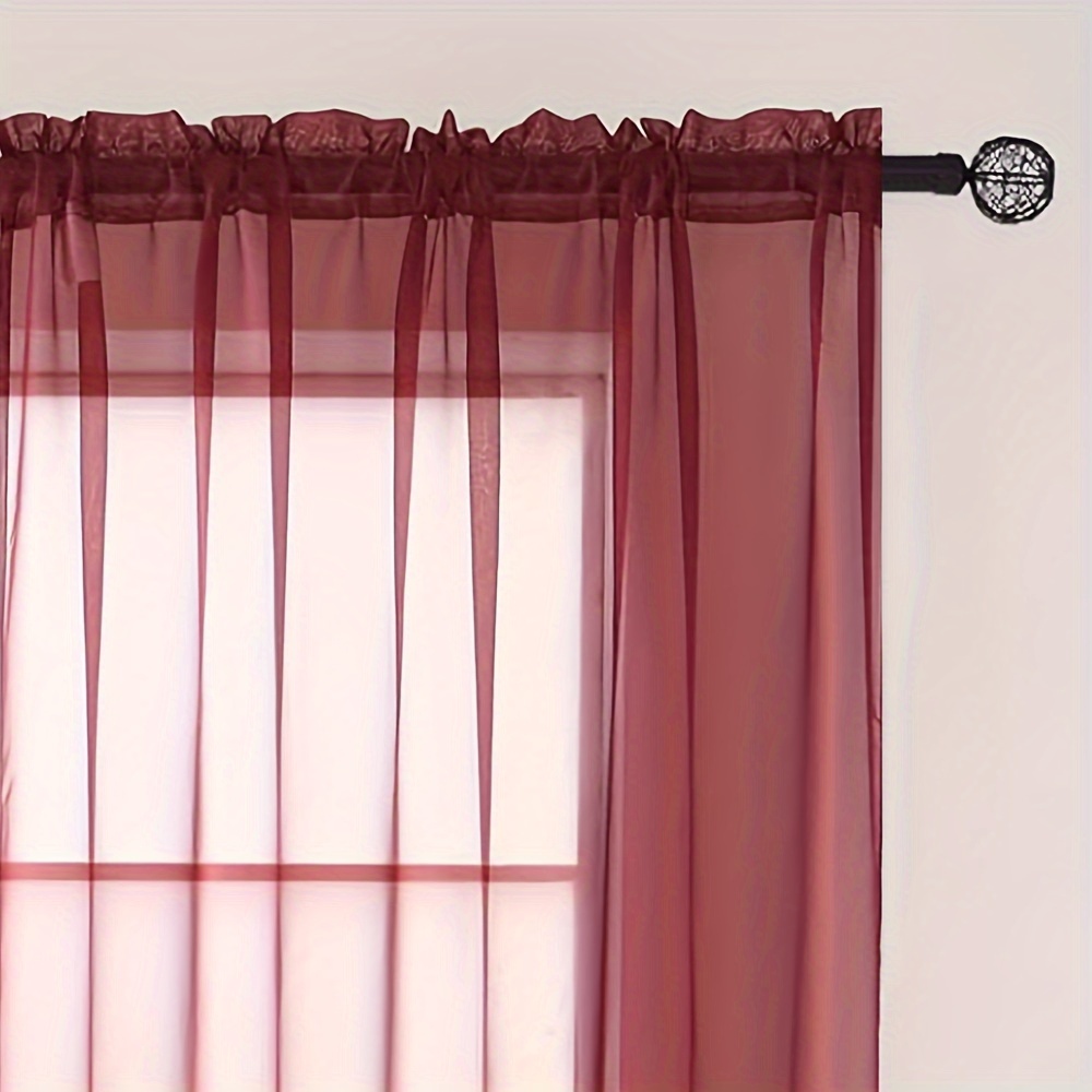 vctops Cortinas de gasa transparente de color liso para ventana filtrante  de luz, cortinas de globo ajustables para ventanas pequeñas, 1 panel (46 x