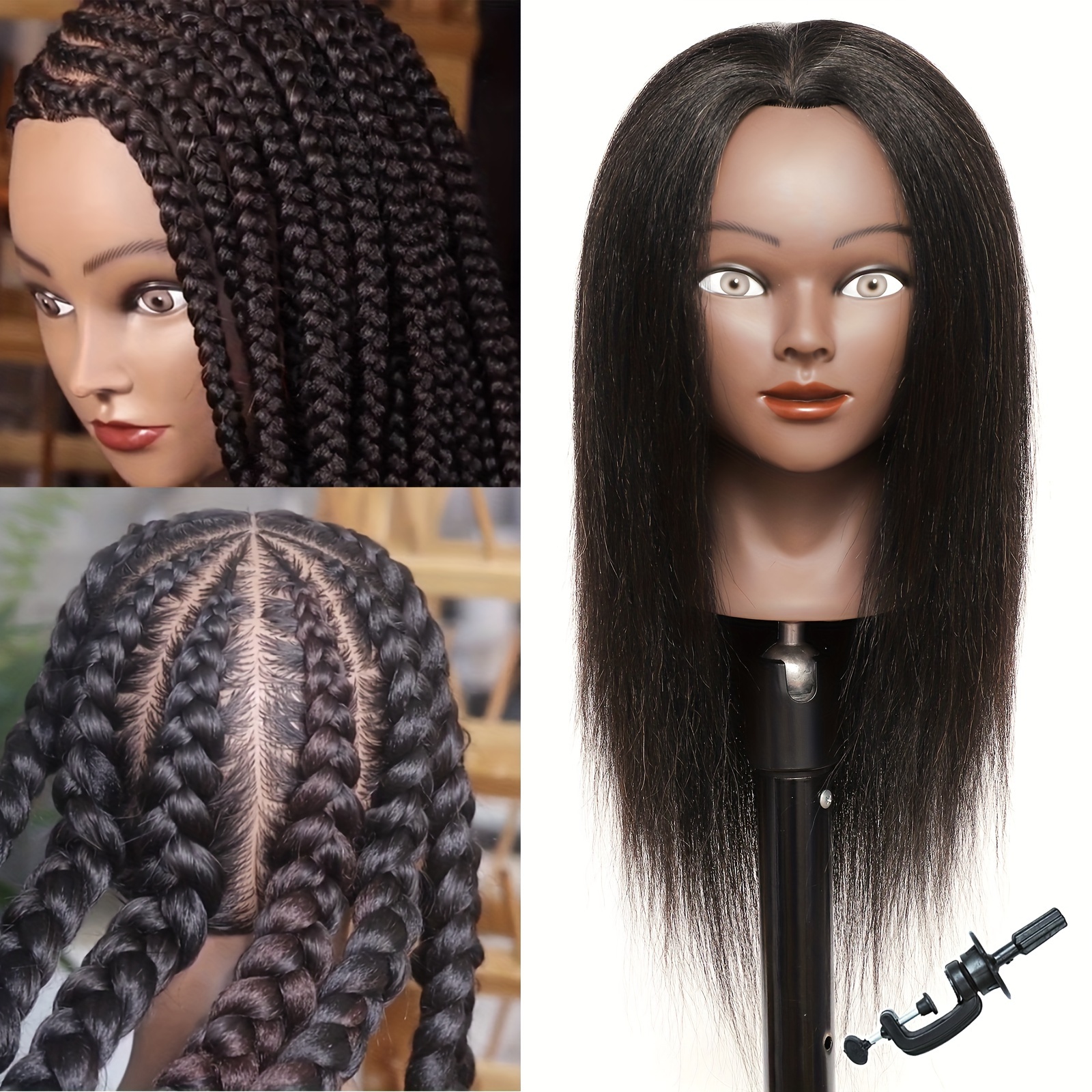 Cosmetology Mannequin Head with Synthetic Hair and Adjustable Stand 26-28”  Blonde for Braiding Hair Styling Training Hairart Hairdressing Salon