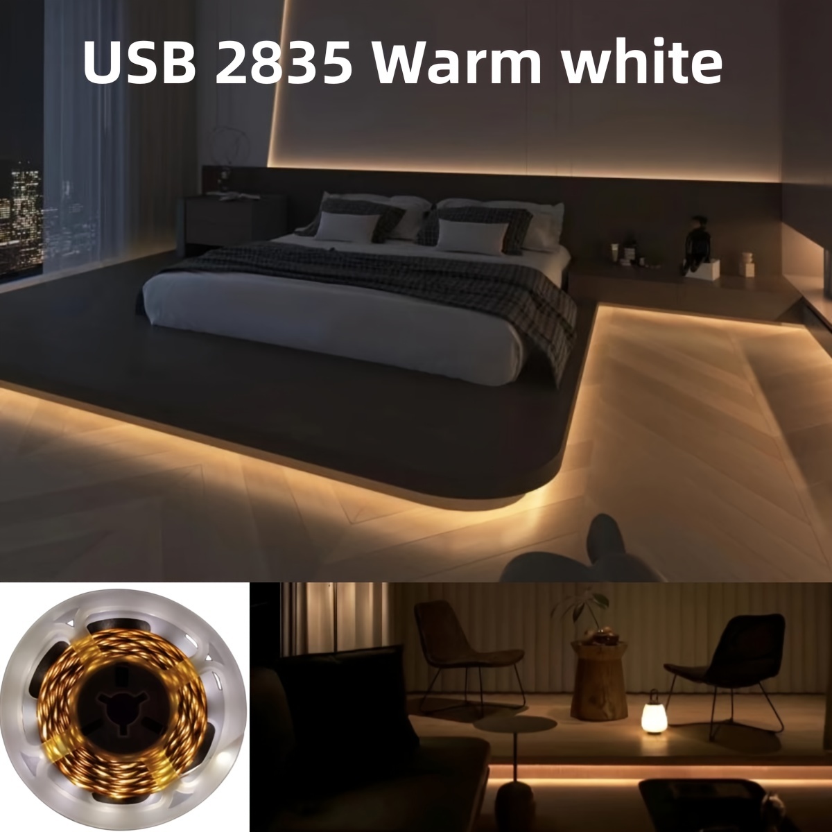 Usb Led Strip Lights 5v 2835 White Warm White Tira Led - Temu