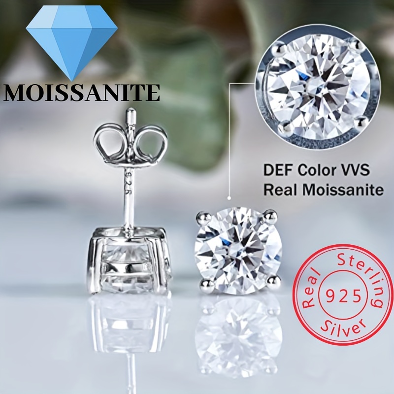 

0.5-3.0ct Moissanite 4-prong Stud Earrings 18k Gold Plated 925 Silver Wedding Engagement Party Decor For Women Girls 1pair
