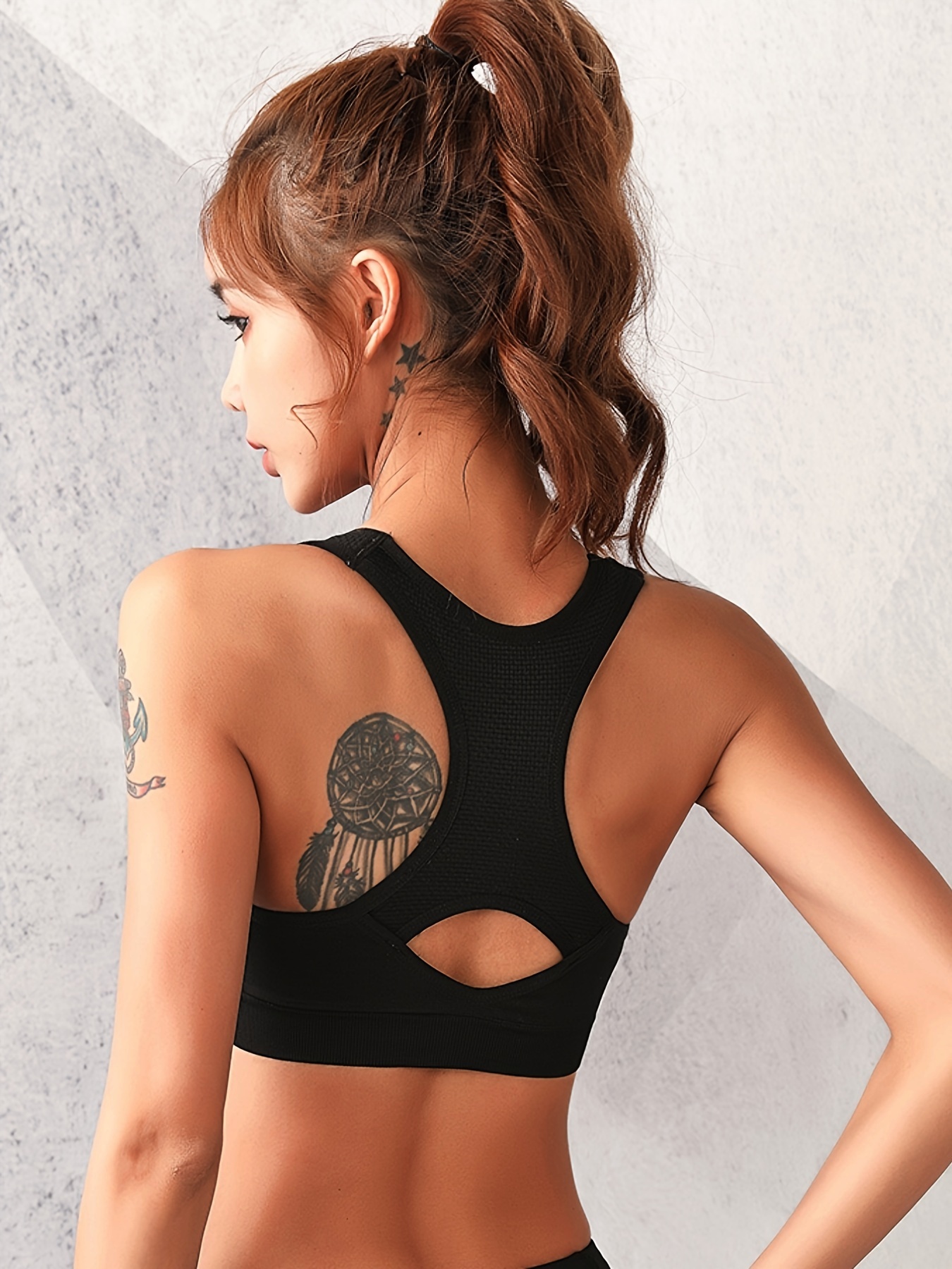 Sports Bra for Women Women's Solid Color Absorbing Push Up Sport Bra with  Quick Drying Mesh Hollow Out (Black, S) at  Women's Clothing store