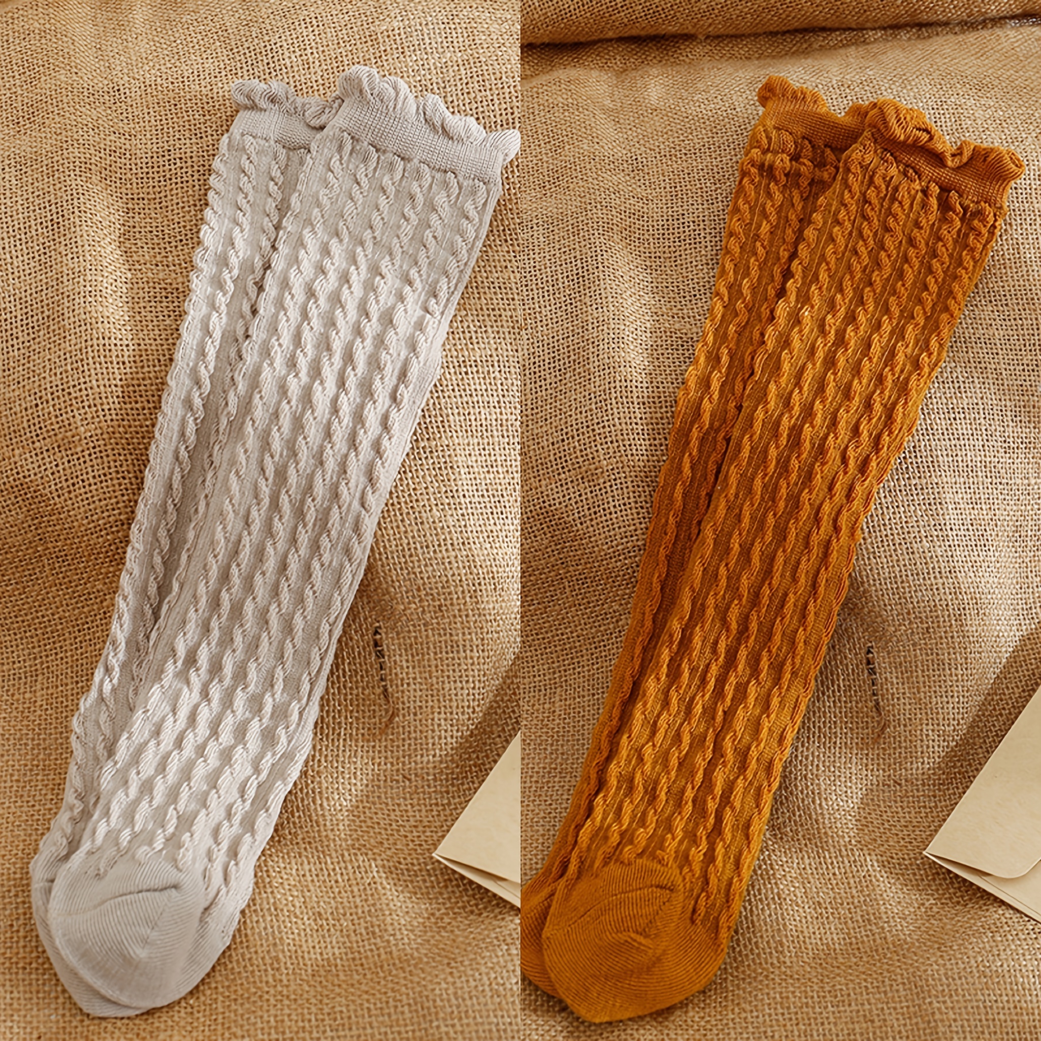 Yellow Striped Knee Socks - One-Size-Fits-Most