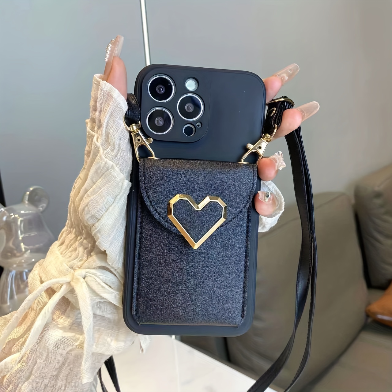 

Unique Black Love Design Phone Case For 14, 13, 12, 11, X, 8, 7