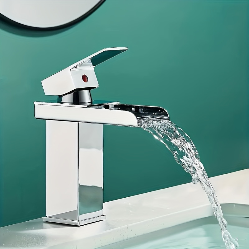 Grifo de baño sin contacto con sensor automático, moderno grifo de baño  cromado para fregadero de 1 agujero, cascada de un solo agujero, grifo de