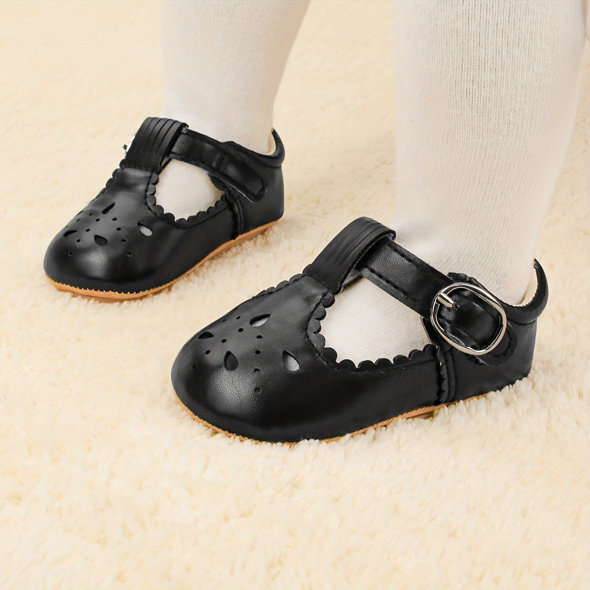 LIVELY & CHEERFUL Baby Girls Mary Jane Shoes Cute Wedding Dress Crib Shoes Prewalker Shoes