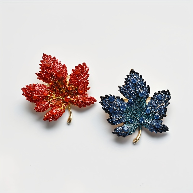 Maple Leaf Rhinestone Brooch, Vintage Design
