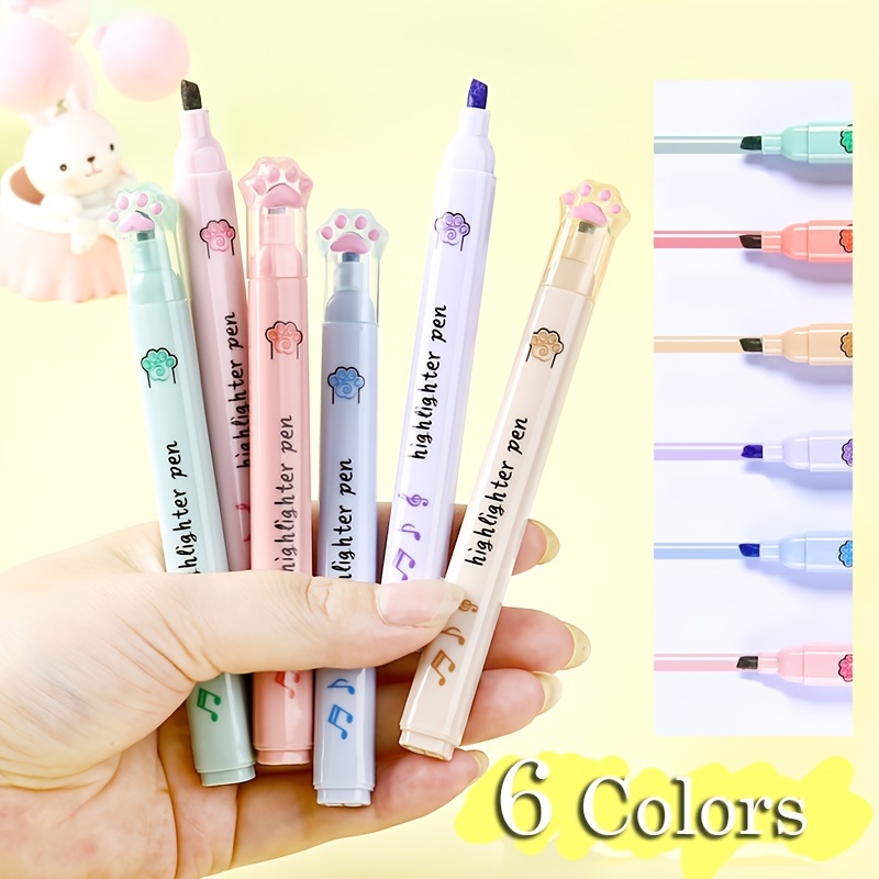 6 colors Soft Brush Fluorescence Pen Set Pastel Markers Brush Set Art Mild  Color Highlighter Calligraphy pens Suppli