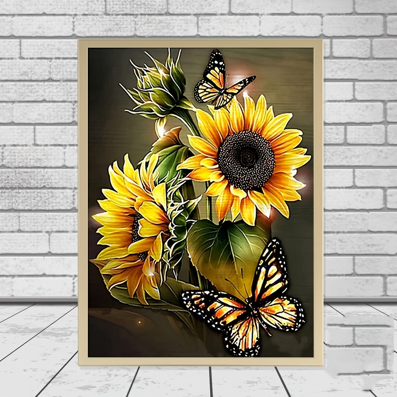 Sunflower Diamond Painting Full Square Round Drill Wall Art