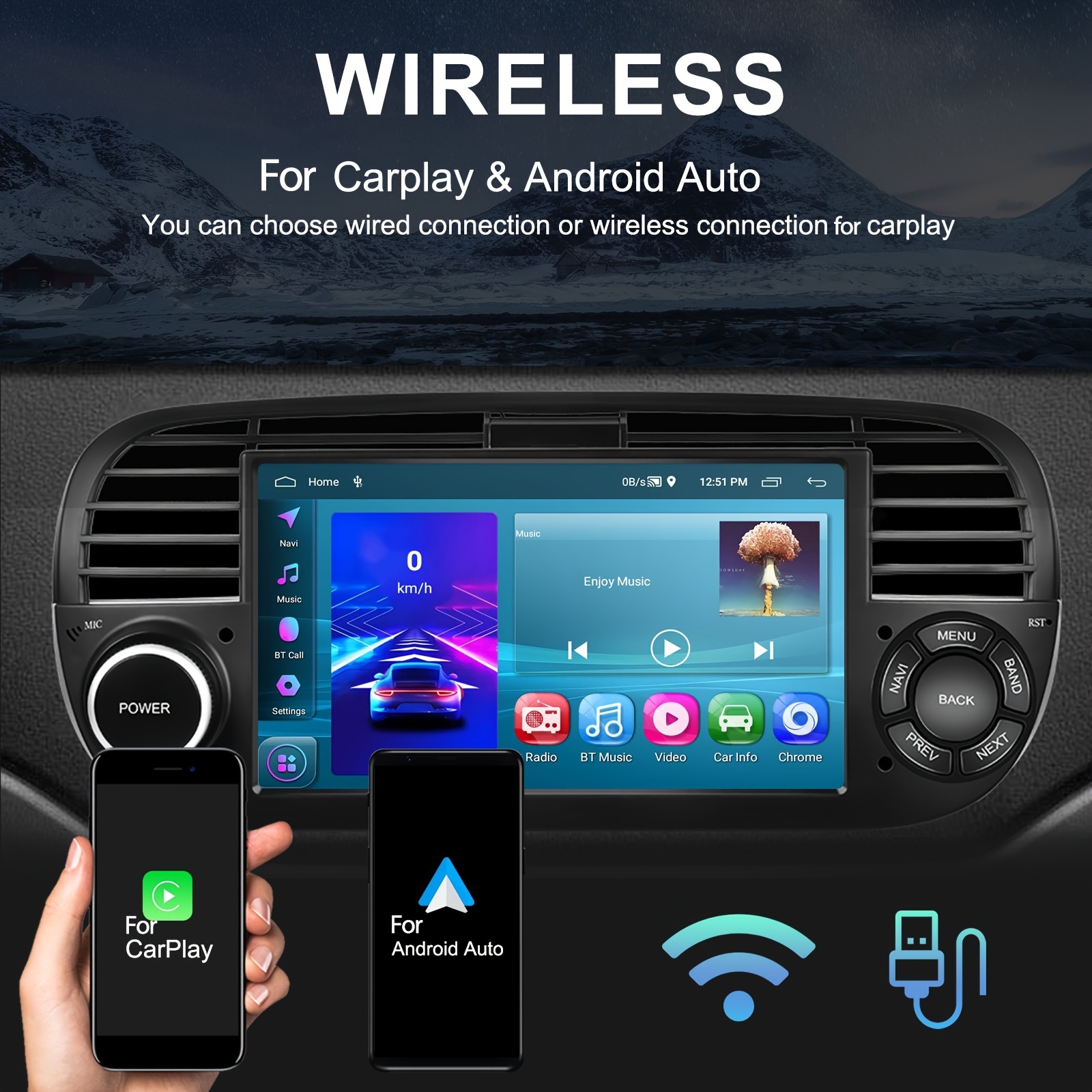 CarPlay Android Auto Fiat 500 2007-2015 Android 10 système de navigation et  multimédia