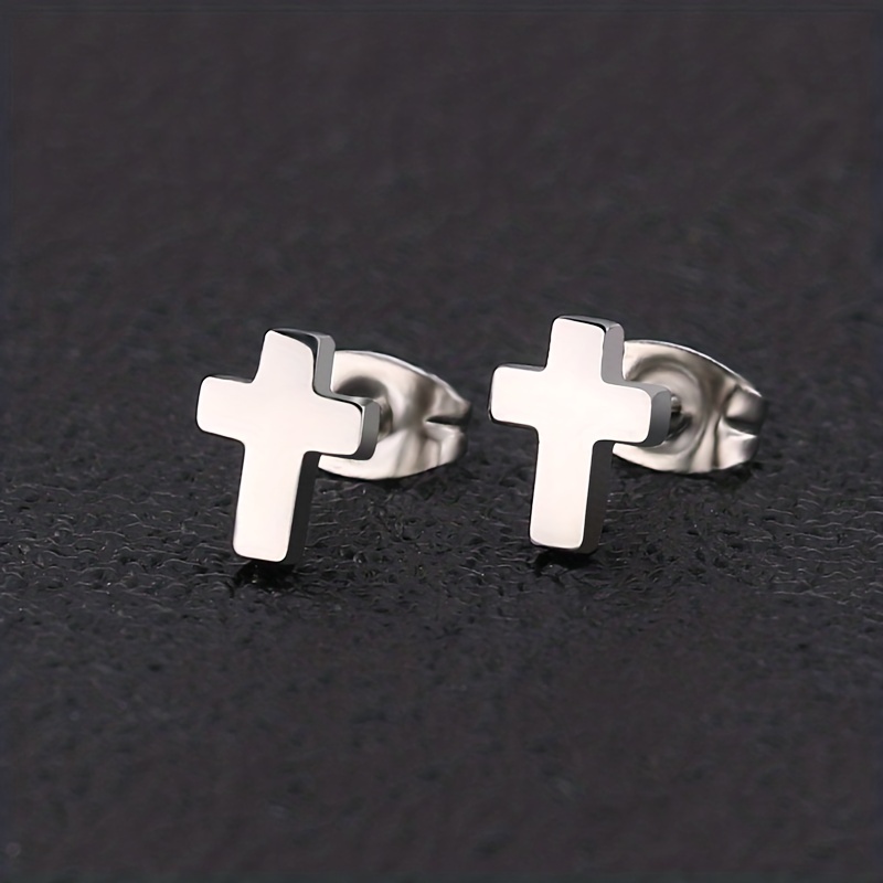 Cross Stud Earrings Titanium Steel Delicate Earrings