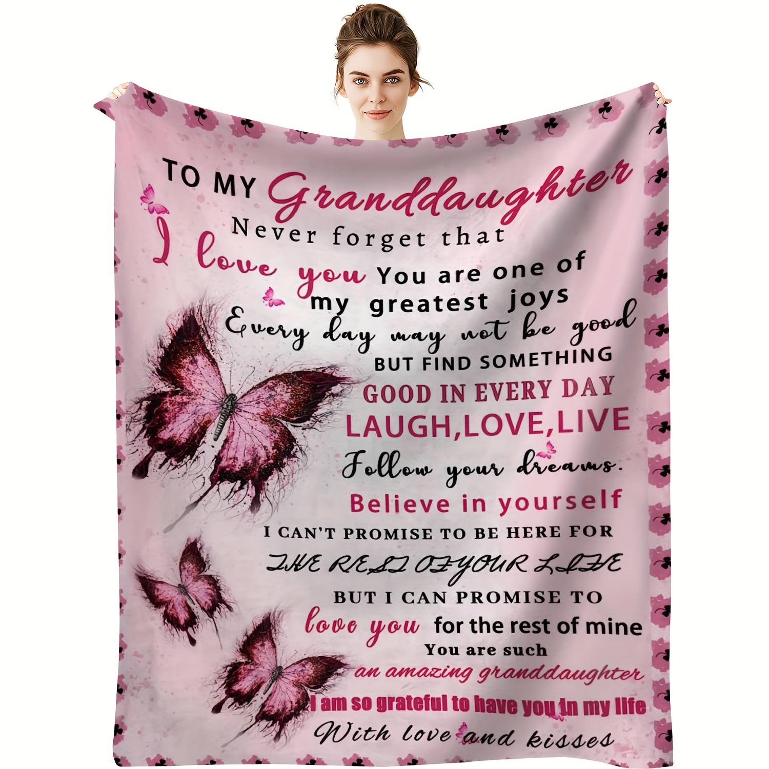 

1pc Printed Blanket, To My Granddaughter Blanket , Blanket Nap Blanket For Bed Sofa Camping , Blanket For Granddaughter