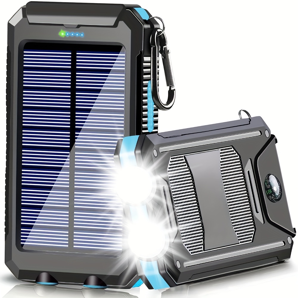 Stay Powered Anywhere: Portable Solar Power Bank Led Light 2 - Temu