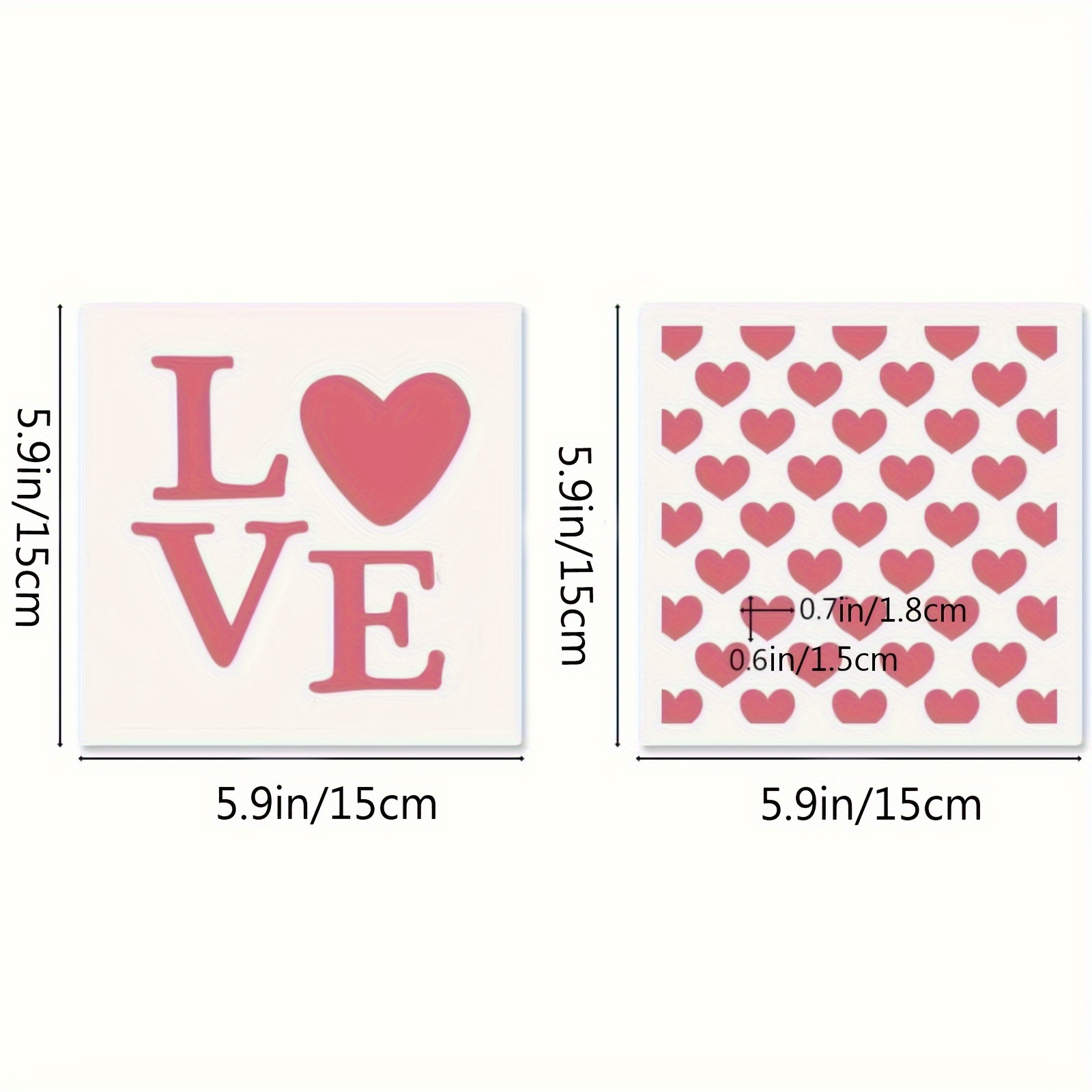 6x6in Hearts Love Cookie Stencils for Royal Icing, Valentine