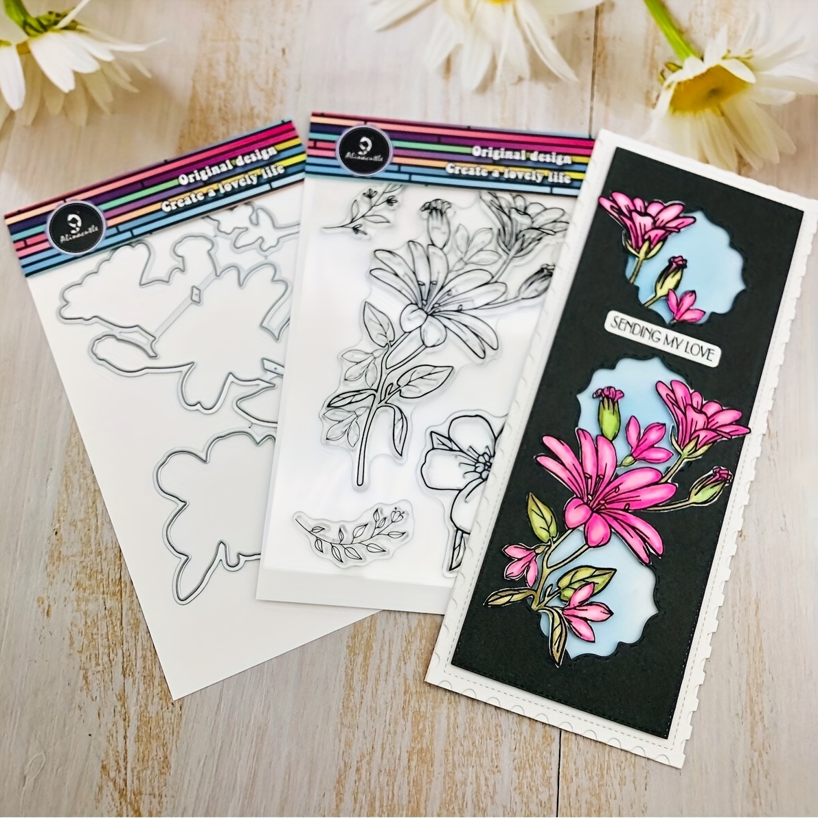 

1pc Alinacutle Bloom Flower Floral Clear Stamp And Metal Die, Cutting Dies Silicon Stamp Transparent Stamps Paper Craft Ink Stamps For Scrapbooking Album Handmade Card