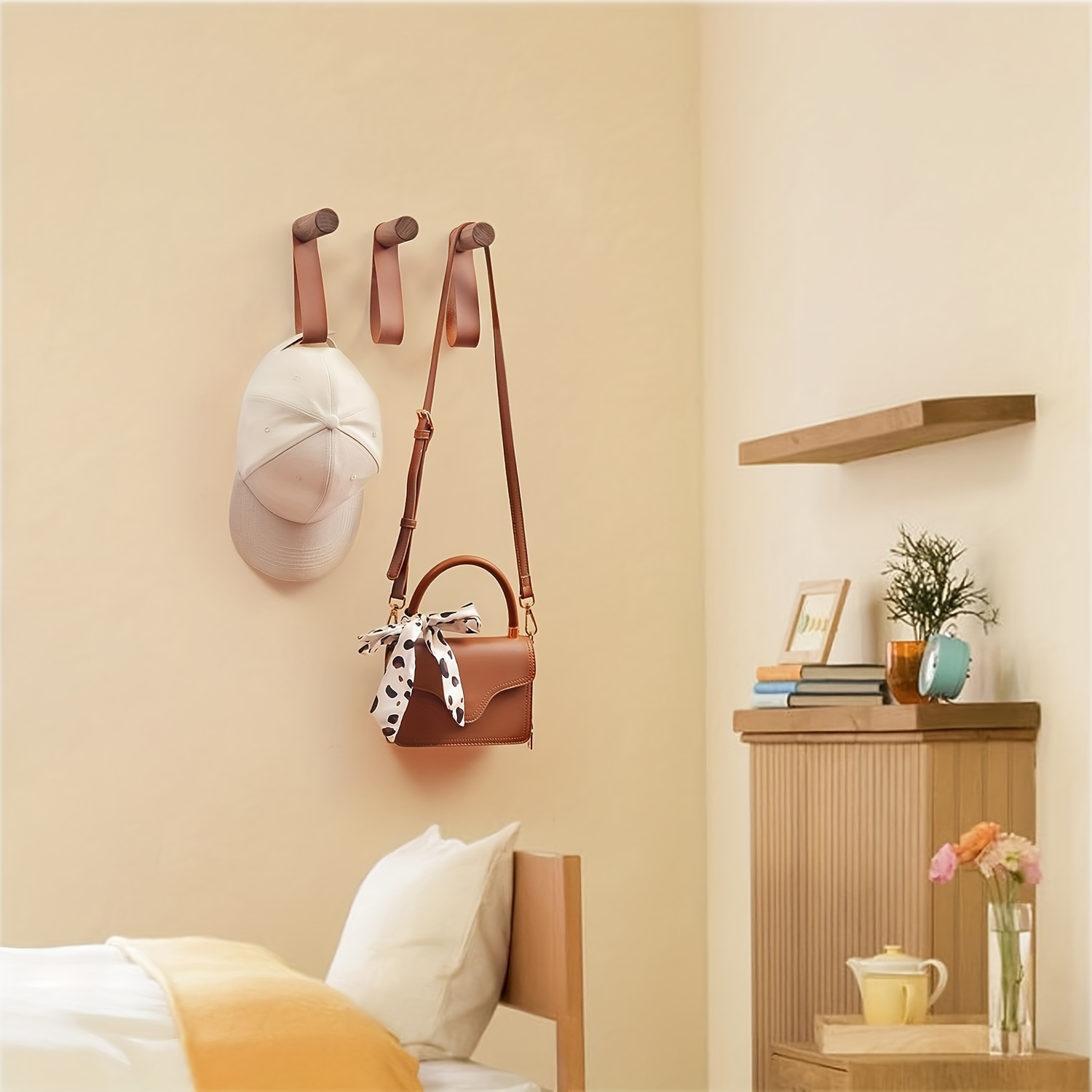 3pcs Clothes Hangers Vintage Leather+Wood Design Coat Hangers Home