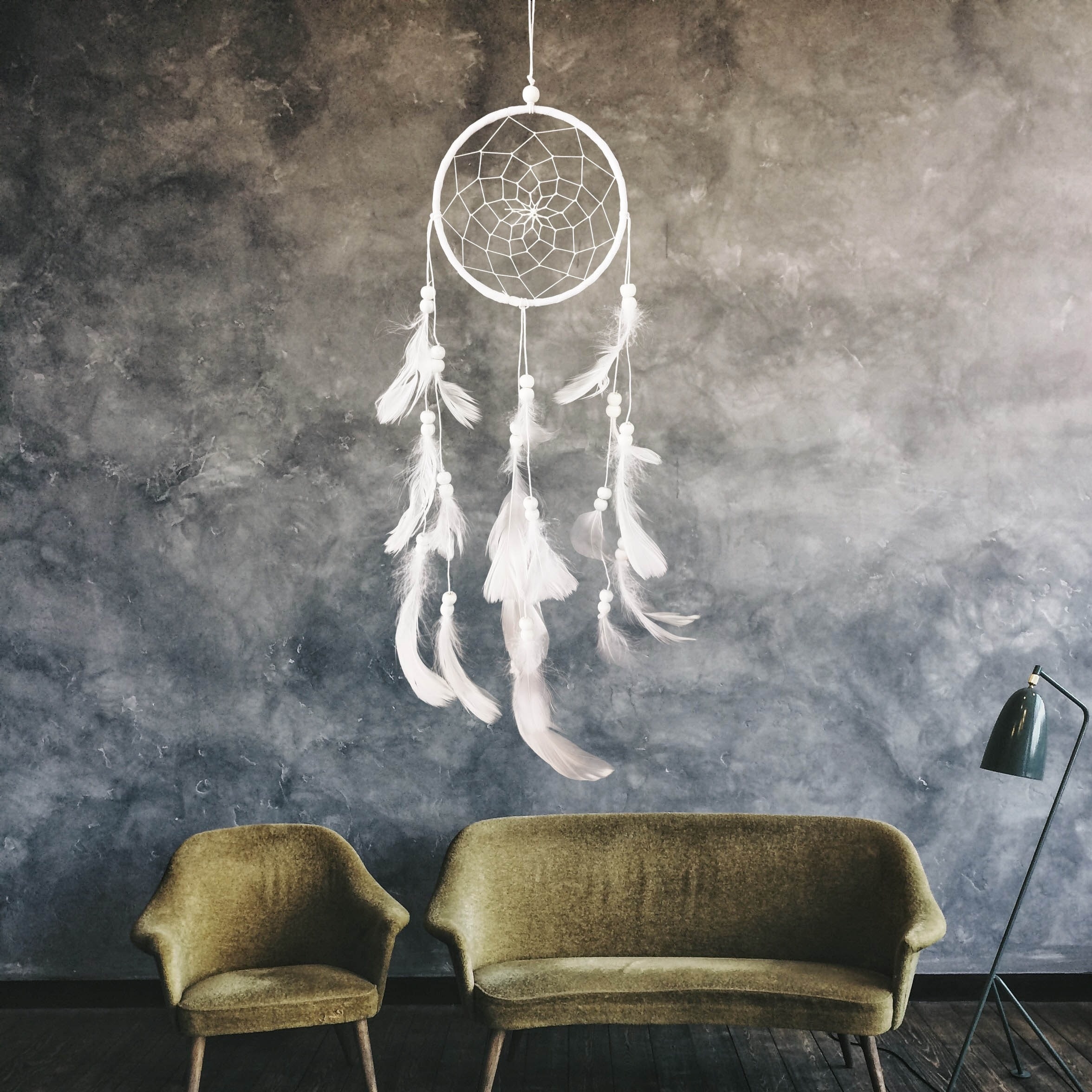 60cm LED Attrape rêves en plumes fait main Veilleuse Murale - Temu France