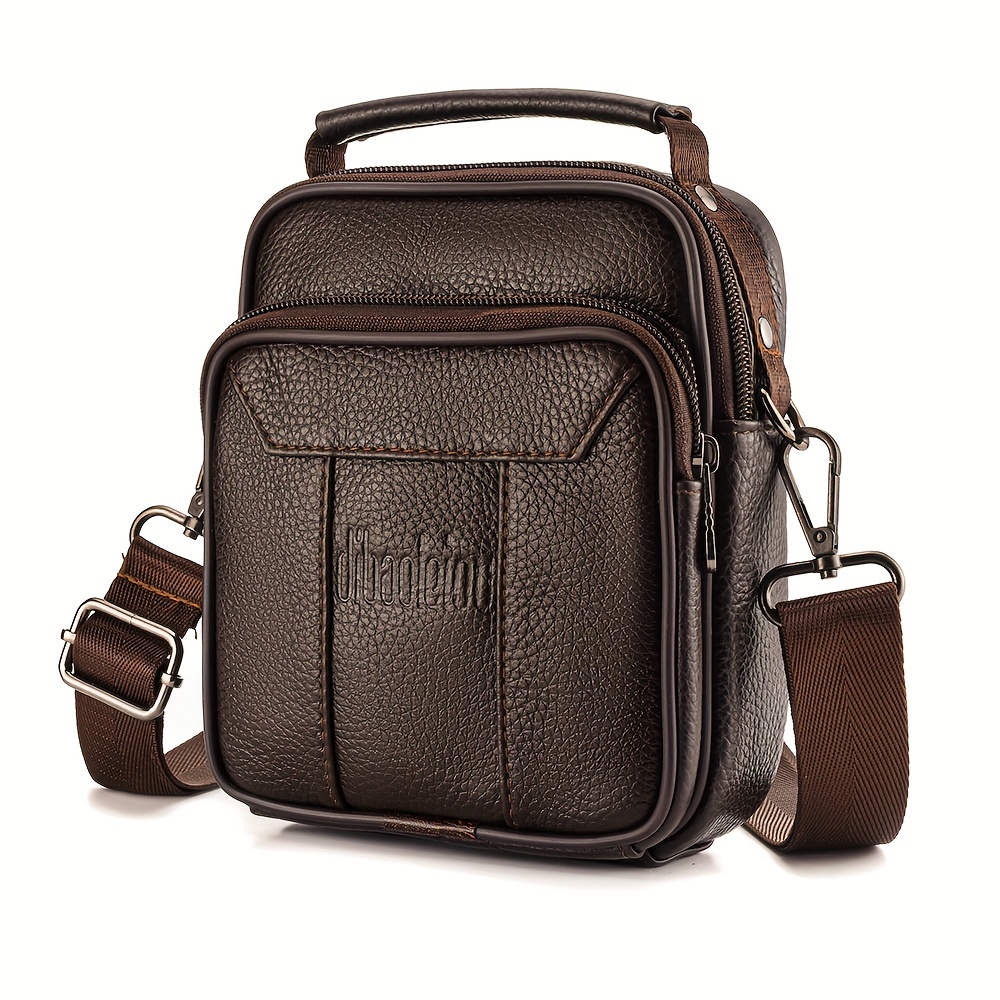 Men's Genuine Leather Crossbody Bag Vertical Multifunctional - Temu