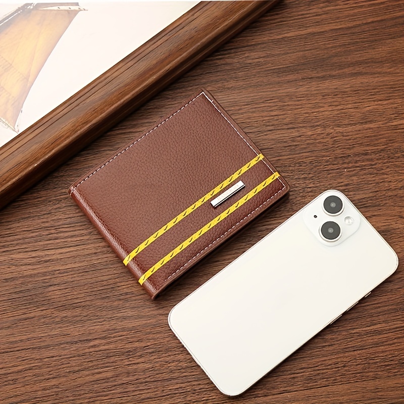 Men's Pu Leather Short Wallet Litchi Pattern Multiple Card Slots Purse  Large Capacity Card Holder, Great Gift For Men - Temu