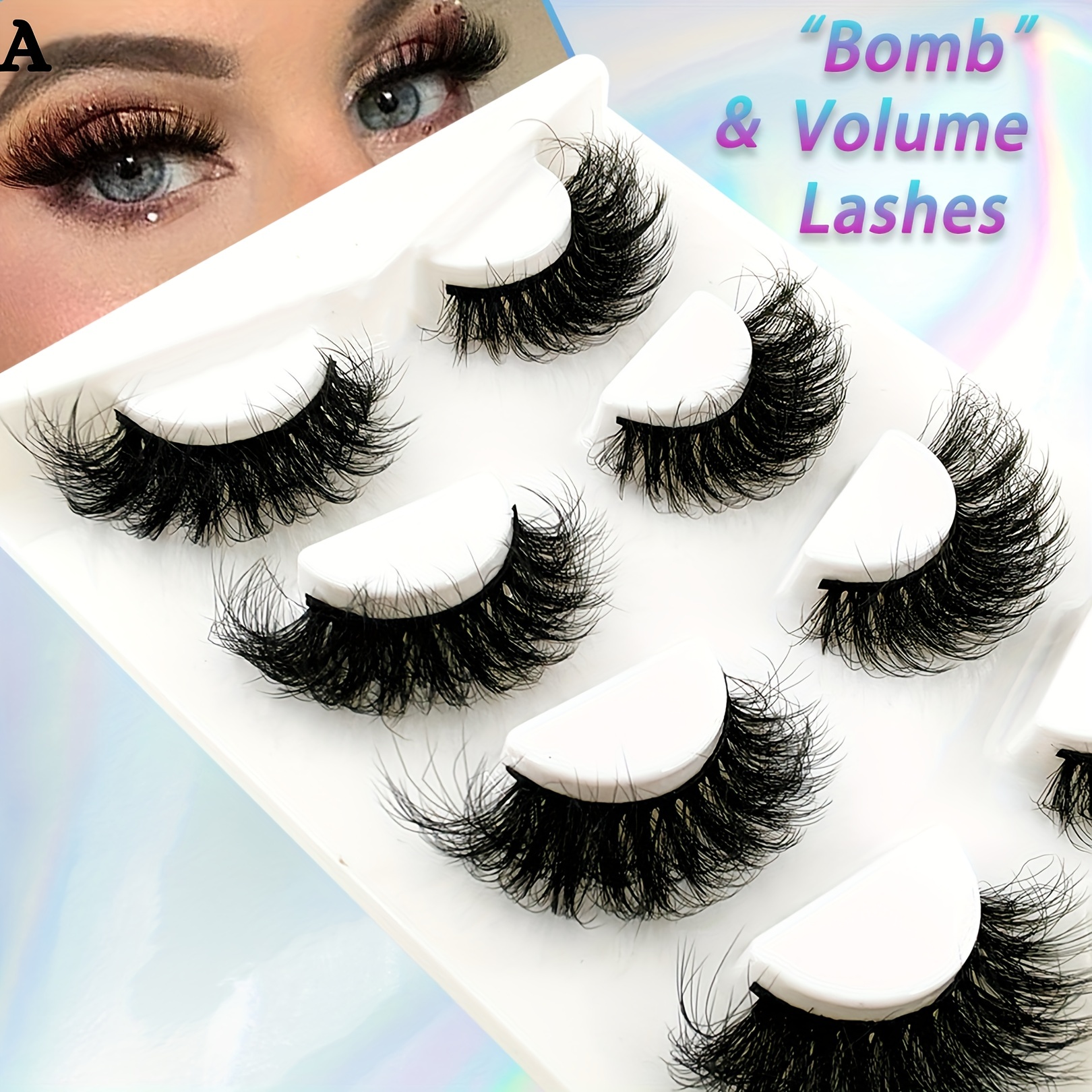 4 Pairs Fluffy False Eyelashes Curling Cat Eye Sexy Messy Lashes