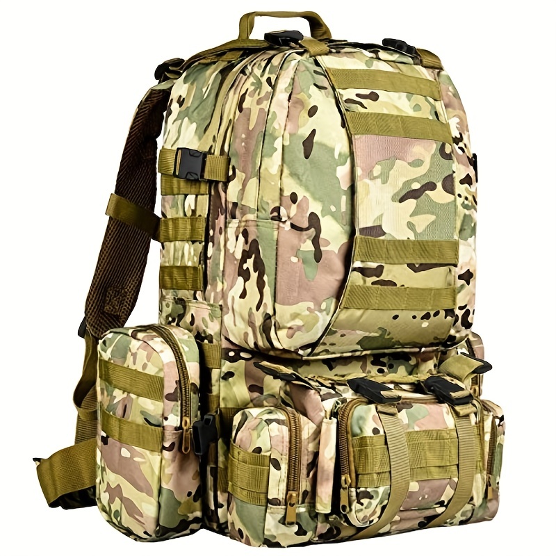 Mochila táctica, mochila militar Molle para exteriores de 50 L,  impermeable, para acampar, mochila de senderismo con 3 bolsas desmontables,  mochila de viaje, paquete de 3 días