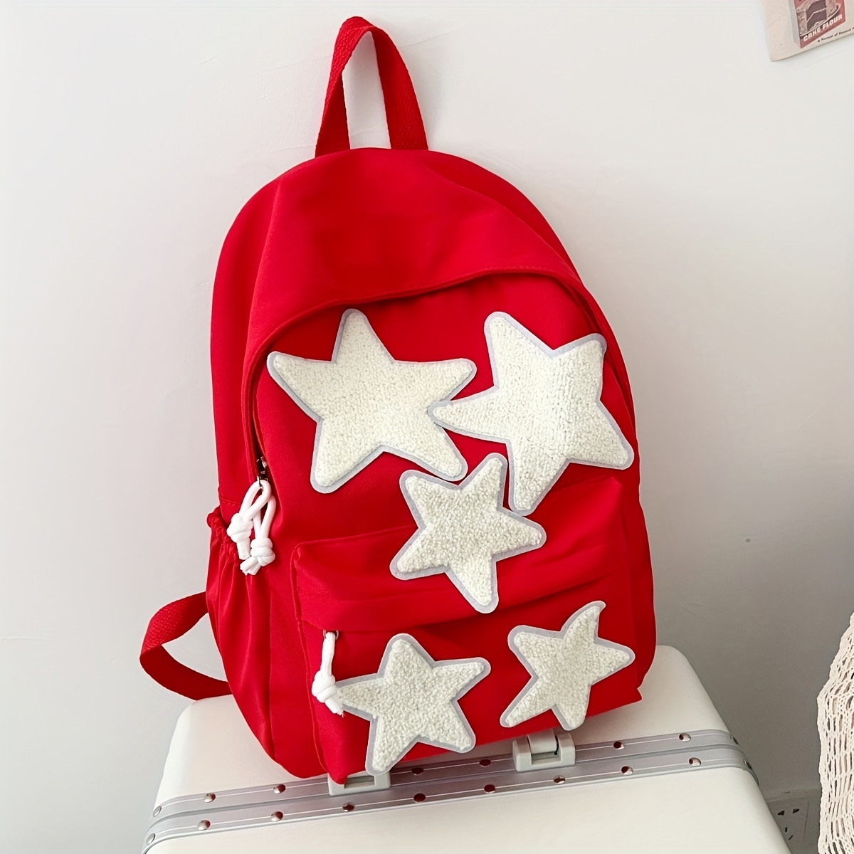 Small Glitter Star Decor Square Backpack, Pu Leather Textured School  Backpack, Fashion Travel Commuter Bag - Temu Germany