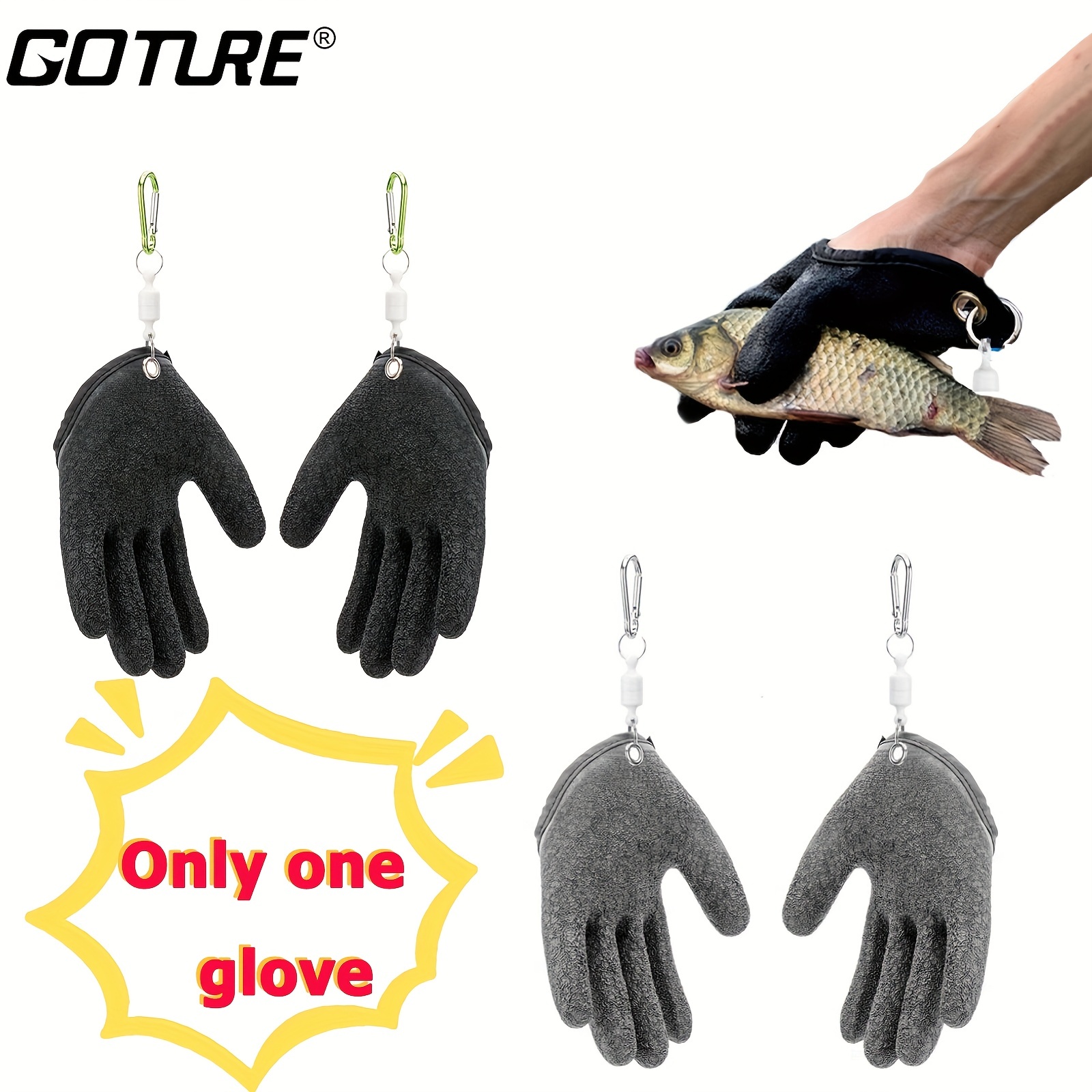 

1pc Goture Waterproof Fish Cleaning Gloves With Magnetic Buckle - Textured Handle For Secure Grip - 1 Size Fits Most - Random Buckle Color