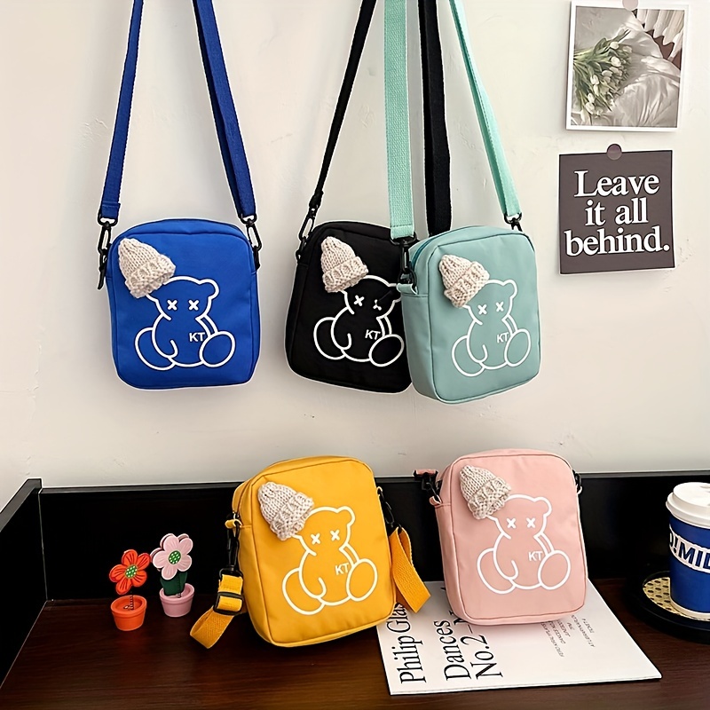 Women's Cartoon Graffiti Bear Printed Leather Shoulder Bag